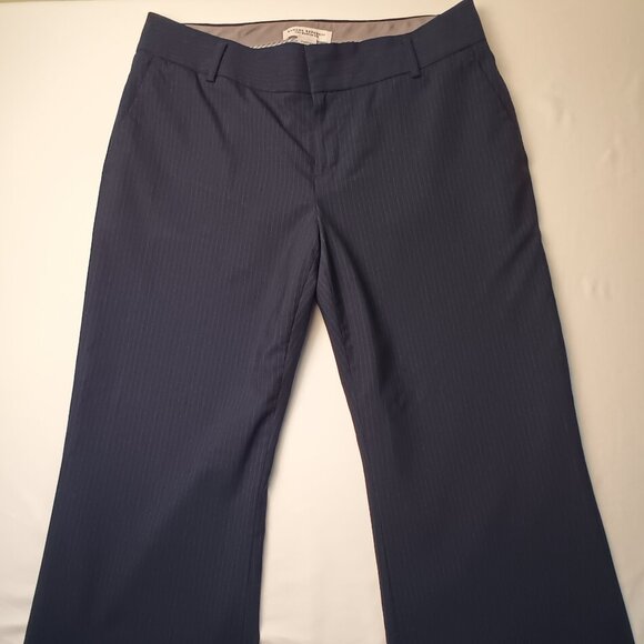 Banana Republic The Martin Fit Pants Stretch Wool Blend Mid Rise Flare Leg Navy - Picture 2 of 9